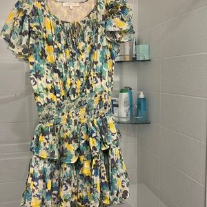 Love shack fancy pretty blue green yellow dress